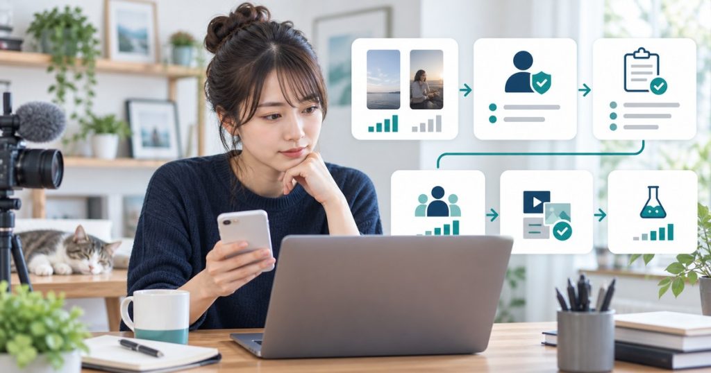 TikTok動画がおすすめに表示されない原因を順に確認するイメージ
