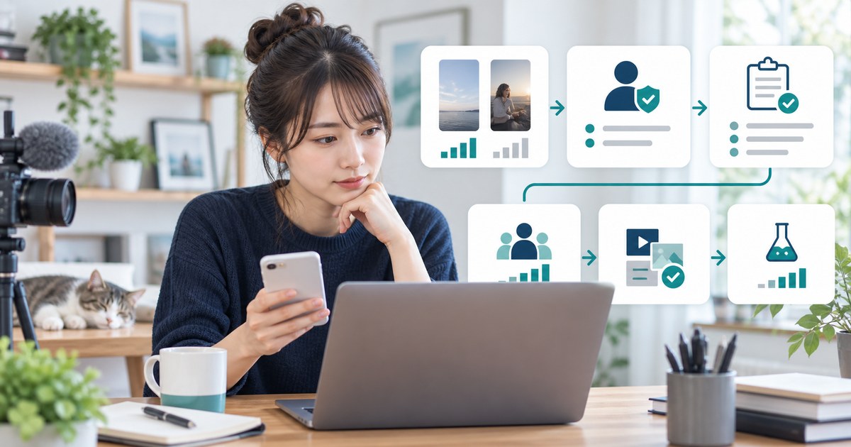 TikTok動画がおすすめに表示されない原因を順に確認するイメージ