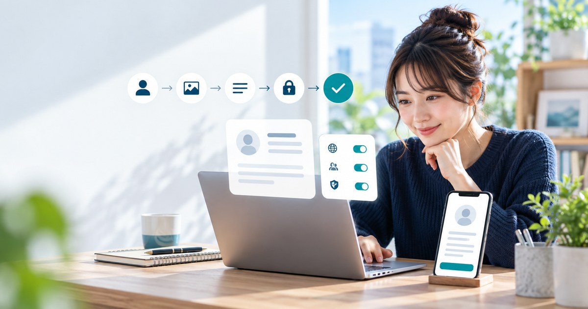 パソコンとスマートフォンでSNSプロフィールを設定する人